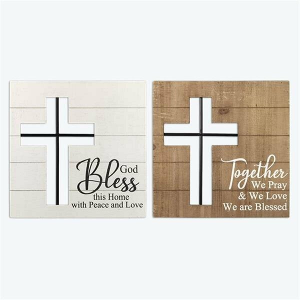 Made4Mattress Wood & Metal Box Tabletop & Wall Cross, Assorted Color - 2 Piece MA4269521